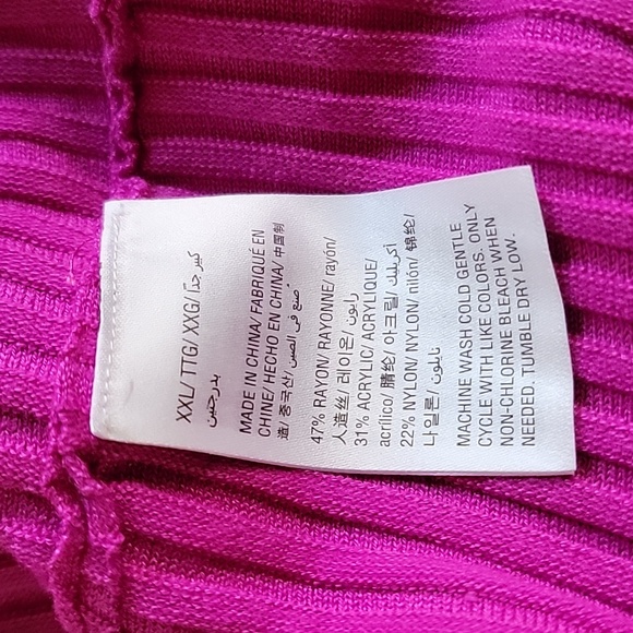 INC Ribbed Knit V Neck Long Sleeve Sweater Top Raspberry Pink size XXL NWOT - Picture 8 of 10